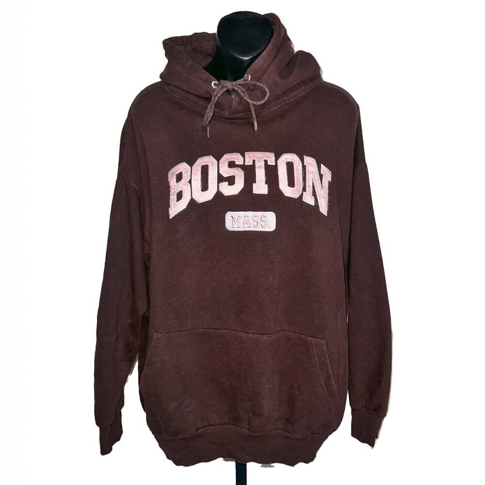 Authentic Life Apparel Boston Mass Brown and Pink Unisex Hoodie Size XL - Picture 2 of 6